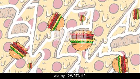 Image d'icônes de hamburger et de pizza sur fond blanc Banque D'Images