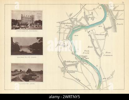 RIVER THAMES Teddington Twickenham Petersham Marble Hill Richmond TAUNT 1879 carte Banque D'Images