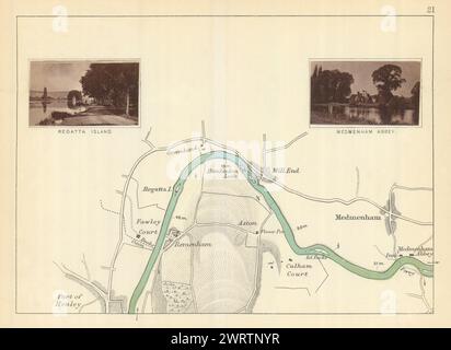 TAMISE Henley - Remenham - Mill End - Medmenham. Regatta. Carte de TUNT 1879 Banque D'Images