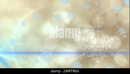 Image de taches lumineuses au-dessus de la neige tombant Banque D'Images