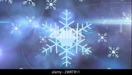 Image de taches lumineuses au-dessus de la neige tombant Banque D'Images