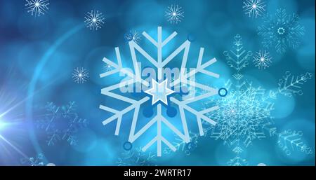 Image de taches lumineuses au-dessus de la neige tombant Banque D'Images