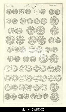 La Saxon de monnaie. 'NUMMI SAXONICI' (III) de Camden's Britannia 1722 Banque D'Images