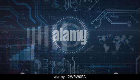 Image de la portée, traitement des données sur la carte mère Banque D'Images