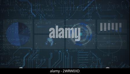 Image du traitement des données sur l'oscilloscope et la carte mère Banque D'Images