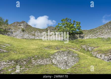 Paysage accidenté de calcaire près de Castleton et Winnats Pass, Mam Tor Banque D'Images