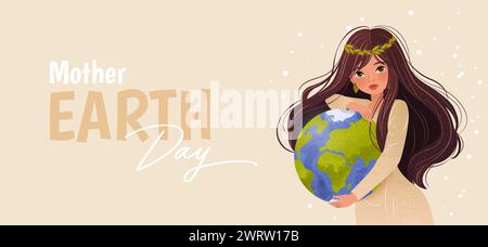 Joyeux jour de la Terre mère. Bannière vectorielle. Illustration de Vecteur