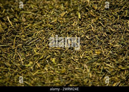 Thé vert japonais à un étal du marché de Kyoto au Japon. Banque D'Images