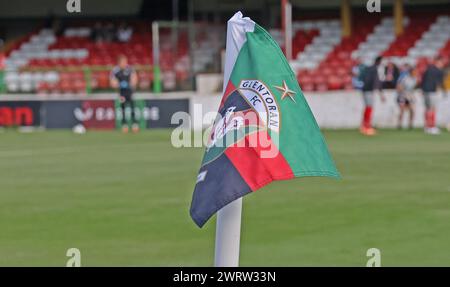 BetMcLean Oval, Belfast, Irlande du Nord, Royaume-Uni. 11 août 2023. Sports Direct Premiership – Glentoran contre Larne. The Oval, stade du club de football de Glentoran. Banque D'Images