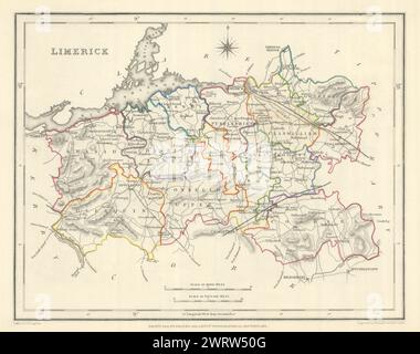 Carte antique DU COMTÉ DE LIMERICK pour LEWIS by CREIGHTON & DOWER. Irlande 1850 Banque D'Images