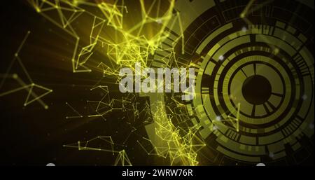 Image du réseau de connexions sur le balayage de l'oscilloscope sur fond noir Banque D'Images