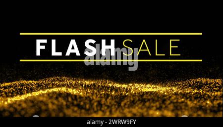 Image de texte de vente flash sur maille ondulée abstraite avec des taches d'or Banque D'Images