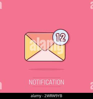 Nouvelle icône de messages entrants de style comique. Enveloppe avec illustration vectorielle de notification sur un arrière-plan isolé. Concept commercial de signature d'e-mail Illustration de Vecteur