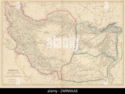 Perse, Afghanistan et Beloochistan. Iran Pakistan. Asie du Sud-est. Carte de WELLER 1860 Banque D'Images