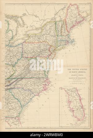 États-Unis d'Amérique du Nord. États-Unis de l'Atlantique. LOWRY 1860 carte ancienne Banque D'Images