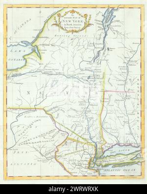 Une carte précise de New York, en Amérique du Nord… Universal Magazine 1780 vieux Banque D'Images