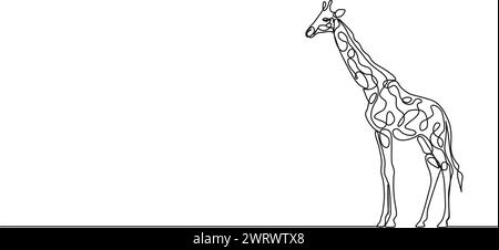 dessin continu d'une seule ligne d'une girafe, illustration vectorielle de dessin au trait Illustration de Vecteur