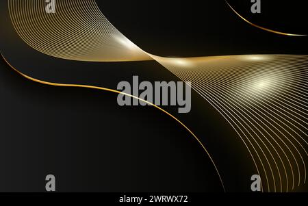 Arrière-plan de luxe abstrait noir et or lignes Illustration de Vecteur