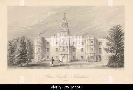 Bruce Castle, Tottenham 1840 ancienne photo d'impression vintage antique Banque D'Images