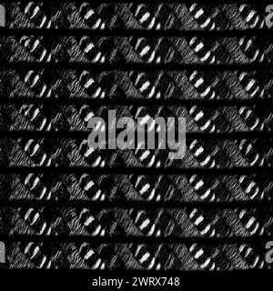 Photo de texture sans couture de corde ou de ceinture de laine tribale en niveaux de gris. Banque D'Images