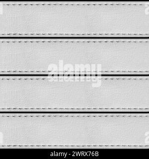 Photo de texture sans couture de ceinture en cuir de couleur blanche avec des points de suture. Banque D'Images