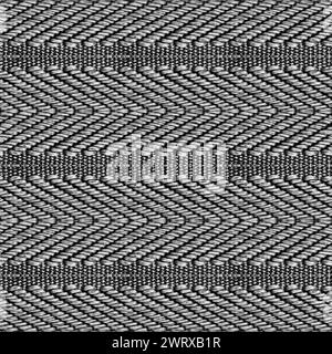 Photo de texture sans couture de tissu de motif tribal cousu en niveaux de gris. Banque D'Images