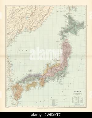 Les îles du Japon, dans les provinces/préfectures. 65 x 52 cm. STANFORD 1896 carte ancienne Banque D'Images