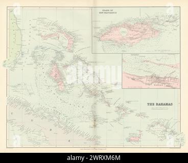 Bahamas. Turks & Caicos. New Providence. Plan Nassau. 53 x 67 cm. Carte de STANFORD 1896 Banque D'Images