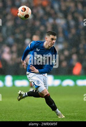 Glasgow, Royaume-Uni. 14 mars 2024. Tom Lawrence des Rangers lors du match de l'UEFA Europa League Round of 16 au stade Ibrox de Glasgow. Le crédit photo devrait se lire : Neil Hanna/Sportimage crédit : Sportimage Ltd/Alamy Live News Banque D'Images