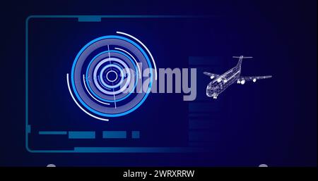 Image du dessin d'avion 3d avec balayage de l'oscilloscope et traitement des données Banque D'Images