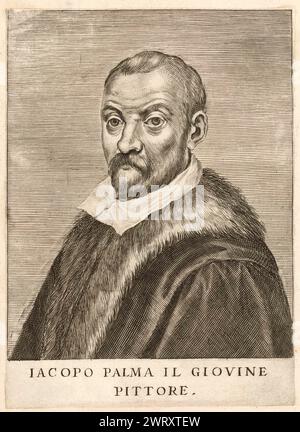 1600 c. , ITALIE : le célèbre peintre italien de la Renaissance JACOPO PALMA il Giovane ( 1544 - 1628 ). Son oncle était le célèbre peintre Jacopo Palma il Vecchio ( 1480 CA – 1528 ) né Jacomo Nigretti de Lavalle. Portrait gravé par un artiste inconnu, pubblished dans les années 1600. - Giacomo Palma le jeune jeune - Giovine - IACOPO - L'ancien - PORTRAIT - RITRATTO - ARTE - ARTS VISUELS - ARTI VISIVE - PITTORE - gravure - incisione - illustration - illustratore - RINASCIMENTO - barbe - barba - AUTORITRATTO - fourrure - pelliccia - HISTOIRE - FOTO STORICHE --- ARCHIVIO GBB Banque D'Images