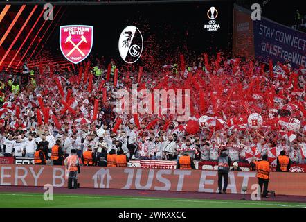 Londres, Royaume-Uni. 14 mars 2024. Fans de Fribourg lors du match de l'UEFA Europa League Round of 16 au stade de Londres. Le crédit photo devrait se lire comme suit : David Klein/Sportimage crédit : Sportimage Ltd/Alamy Live News Banque D'Images