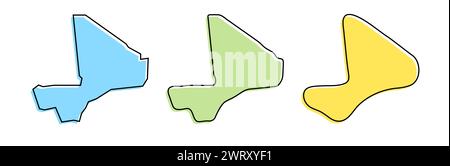 Mali Country contour noir et silhouettes de pays colorées dans trois niveaux différents de douceur. Cartes simplifiées. Icônes vectorielles isolées sur fond blanc. Illustration de Vecteur