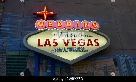 Las Vegas, Nevada, USA 7 mars 2024 Chapelle de mariage dans la fabuleuse Las Vegas signe dans le centre-ville de Las Vegas le 7 mars 2024 à Las Vegas, Nevada, USA. Photo de Barry King/Alamy Stock photo Banque D'Images