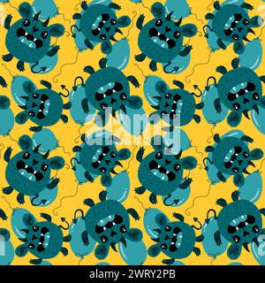 Halloween monstres animaux avec cornes motif ours sans couture pour papier d'emballage et tissus et enfants imprimés et fête Banque D'Images