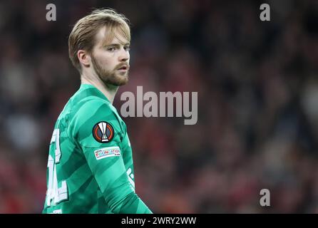 Anfield, Liverpool, Merseyside, Royaume-Uni. 14 mars 2024. Europa League, Round of 16, second Leg Football, Liverpool contre Sparta Prague ; Caoimhin Kelleher de Liverpool crédit : action plus Sports/Alamy Live News Banque D'Images