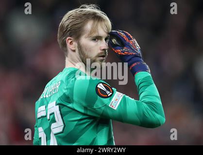 Anfield, Liverpool, Merseyside, Royaume-Uni. 14 mars 2024. Europa League, Round of 16, second Leg Football, Liverpool contre Sparta Prague ; Caoimhin Kelleher de Liverpool crédit : action plus Sports/Alamy Live News Banque D'Images