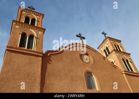 Vue à San Miguel Church - Socorro, Nouveau-Mexique Banque D'Images