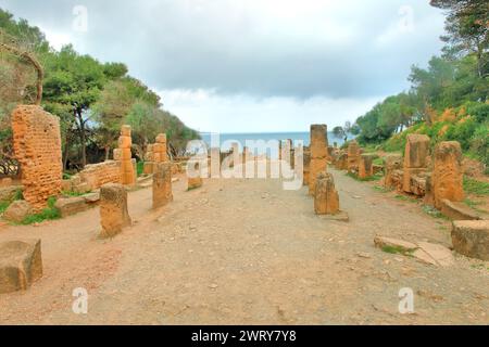 Ruines de la ville romaine de Tipaza en Algérie Banque D'Images