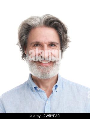 Photo passeport. Portrait d'homme mature sur fond blanc Banque D'Images