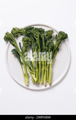 un tas de brocoli sur une assiette blanche Banque D'Images