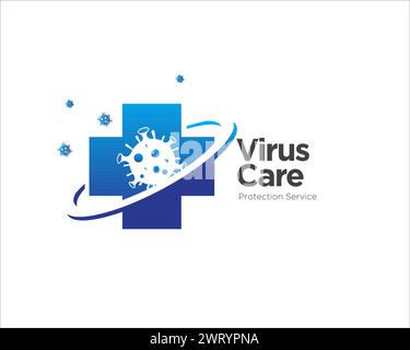 conceptions de logo cross health virus care pour la protection médicale contre les virus Illustration de Vecteur