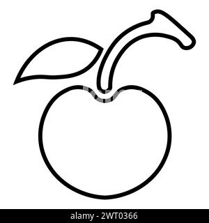 icône de cerise de vecteur noir sur fond blanc Illustration de Vecteur