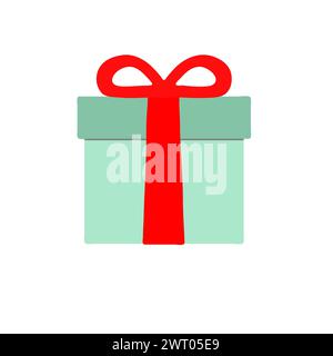 Boîte cadeau verte avec illustration clipart arc rouge Illustration de Vecteur