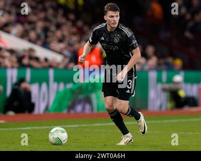 Birmingham, Royaume-Uni. 14 mars 2024. Anton Gaaei de l'Ajax lors du match de l'UEFA Europa Conference League Round of 16 à Villa Park, Birmingham. Le crédit photo devrait se lire : Andrew Yates/Sportimage crédit : Sportimage Ltd/Alamy Live News Banque D'Images