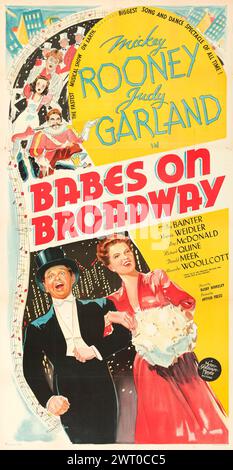 Affiche de film vintage pour la comédie musicale Babes on Broadway feat Mickey Rooney & Judy Garland (MGM, 1941) Banque D'Images