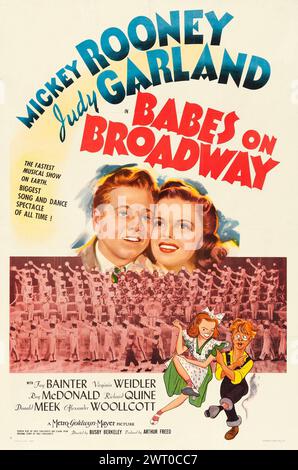 Affiche de film vintage pour la comédie musicale Babes on Broadway feat Mickey Rooney et Judy Garland (MGM, 1941) Banque D'Images