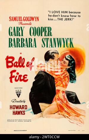 Affiche de film pour le film Ball of Fire de 1941. Feat Gary Cooper et Barbara Stanwyck Banque D'Images