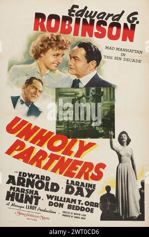 Affiche de vieux films - Unholy Partners (MGM, 1941) Edward G Robinson, Edward Arnold, Laraine Day, Marsha Hunt Banque D'Images