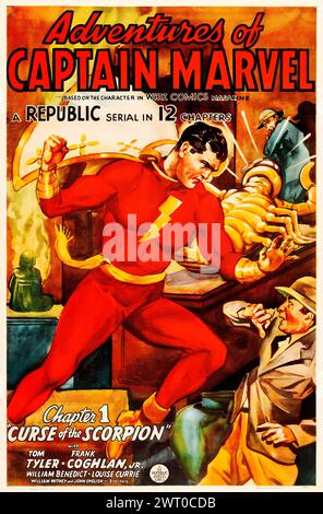 Affiche de film vintage - aventures du capitaine Marvel (République, 1941) Chapitre 1, malédiction du Scorpion - Tom Tyler, Frank Coghlan Jr Banque D'Images